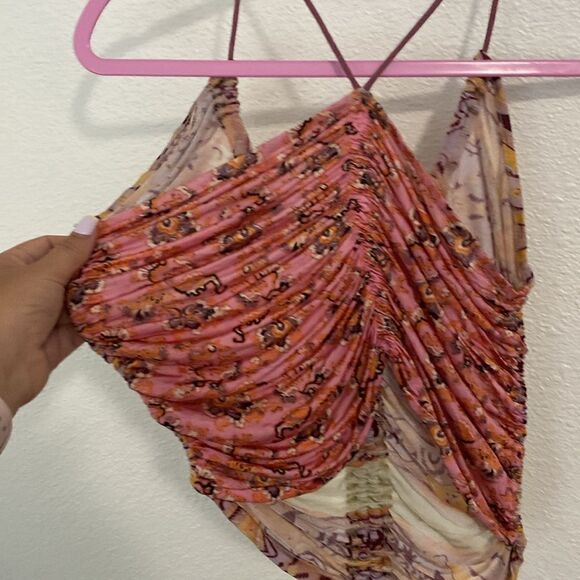 NWOT- Free People-Cocktail Queen Printed boho Top-size Large - Picture 14 of 16